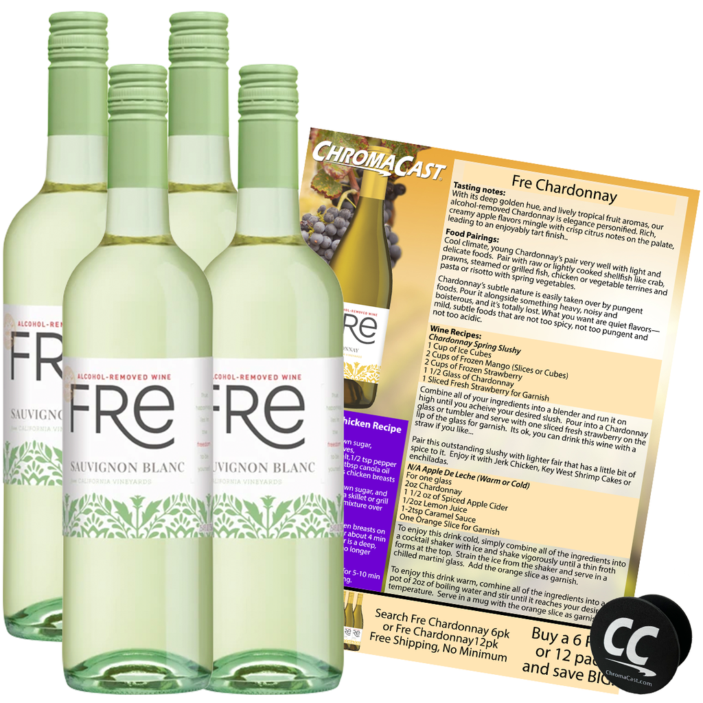 Sutter Home Fre Sauvignon Blanc Non-Alcoholic Wine, Experience Bundle with ChromaCast Pop Socket, Seasonal Wine Pairings & Recipes, 750ML - GoDpsMusic