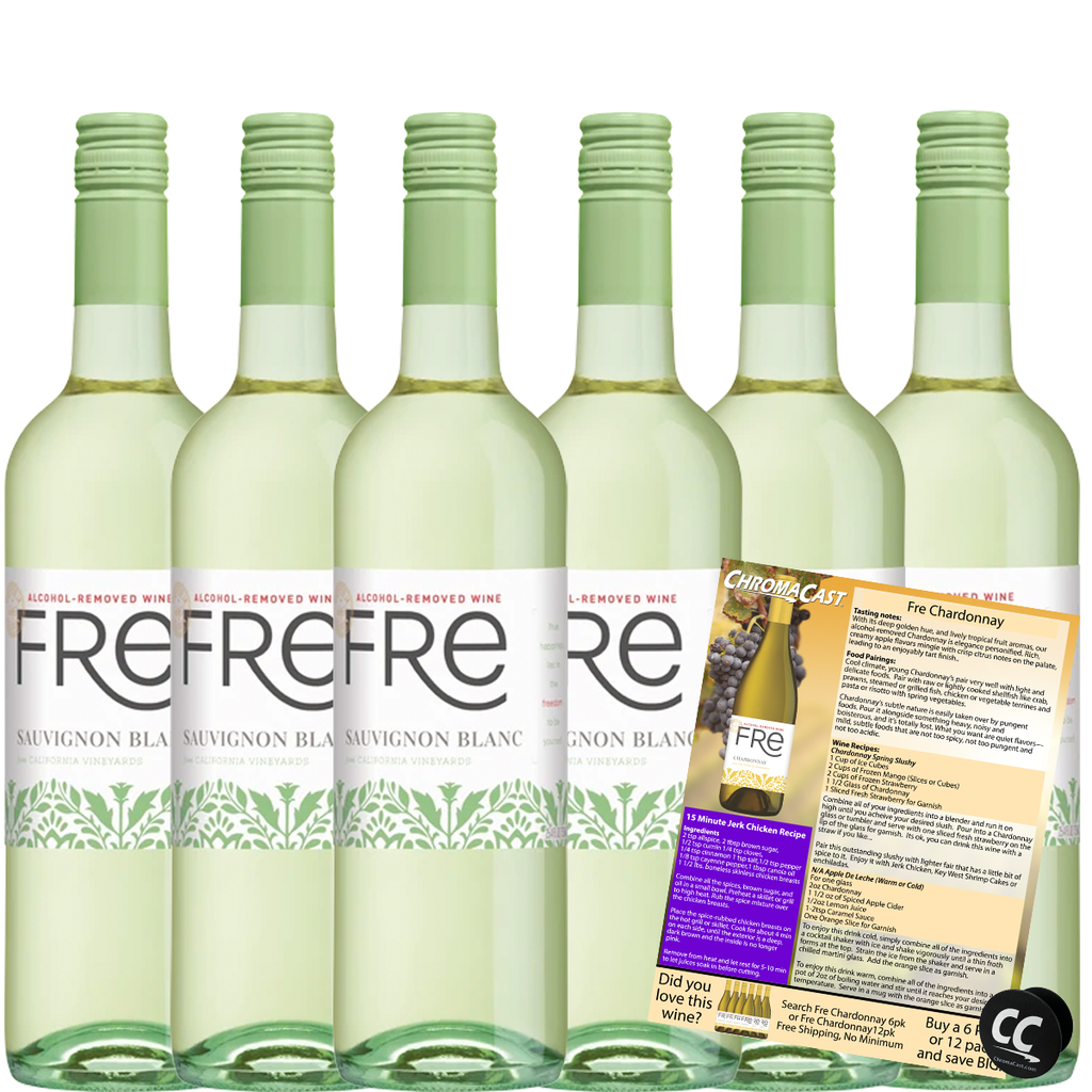 Sutter Home Fre Sauvignon Blanc Non-Alcoholic Wine, Experience Bundle with ChromaCast Pop Socket, Seasonal Wine Pairings & Recipes, 750ML - GoDpsMusic