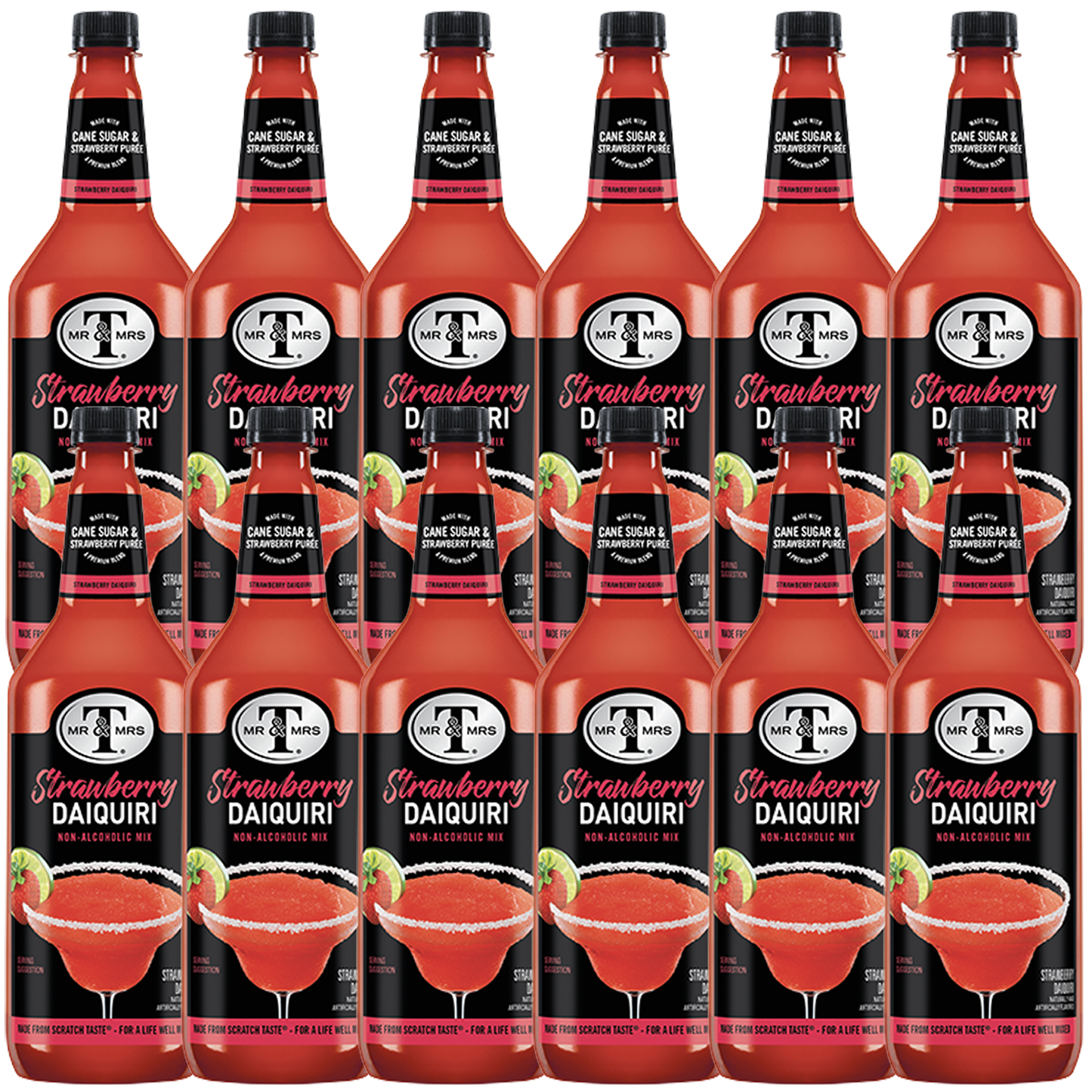 Mr & Mrs T Strawberry Mix, 1L Bottle, – Premium Cocktail Mixer for Daiquiri Mix, Ready to Use - GoDpsMusic