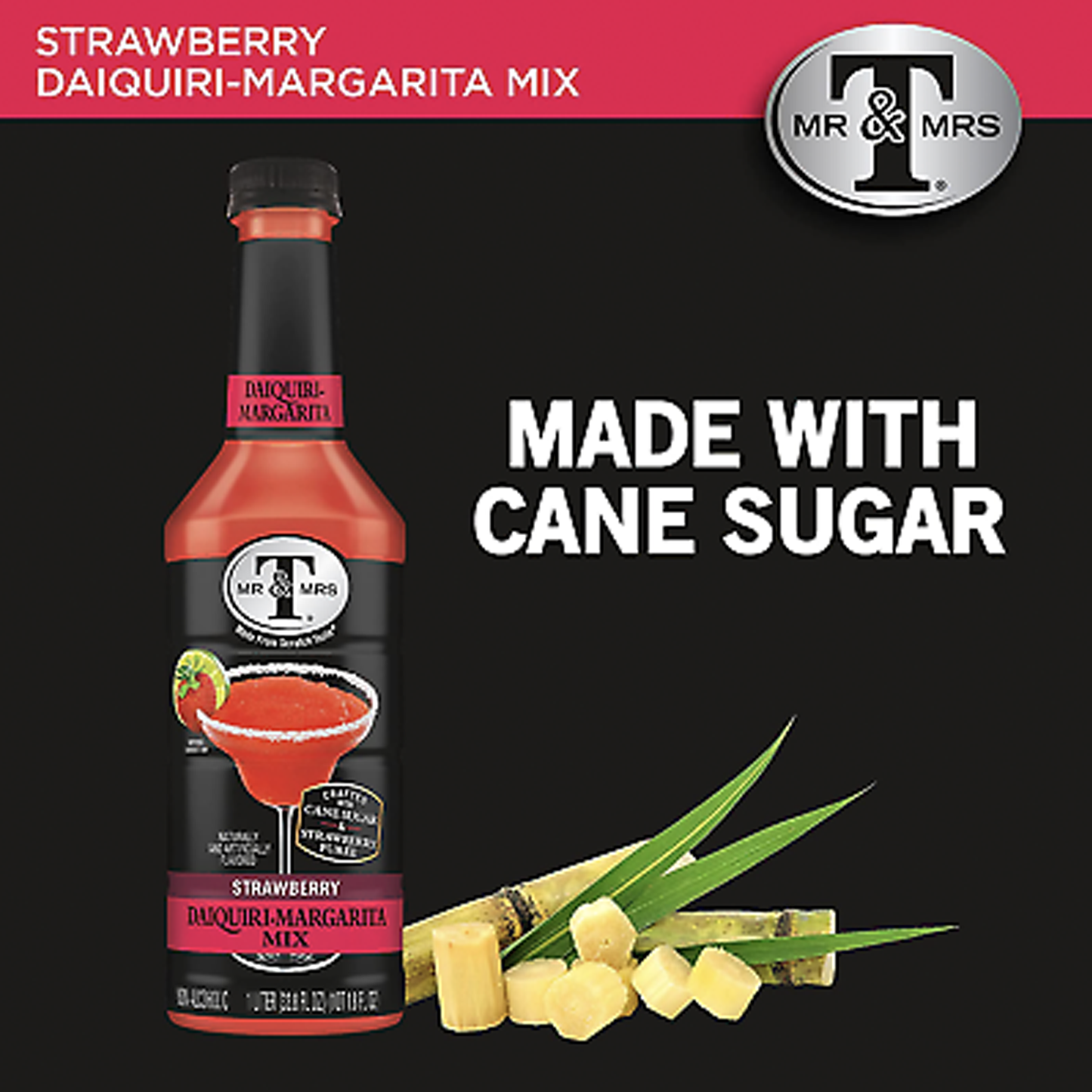 Mr & Mrs T Strawberry Mix, 1L Bottle, – Premium Cocktail Mixer for Daiquiri Mix, Ready to Use - GoDpsMusic