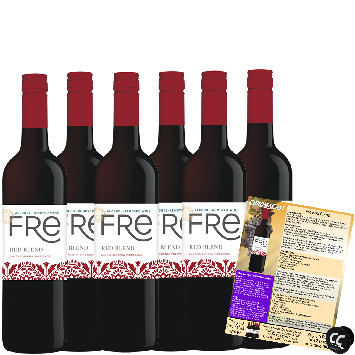 Sutter Home Fre Cabernet Non-Alcoholic Red Wine, Experience Bundle with ChromaCast Pop Socket, Seasonal Wine Pairings & Recipes, 750ML - GoDpsMusic