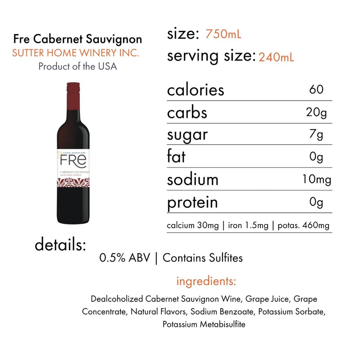 Sutter Home Fre Cabernet Non-Alcoholic Red Wine, Experience Bundle with ChromaCast Pop Socket, Seasonal Wine Pairings & Recipes, 12/750ML - GoDpsMusic