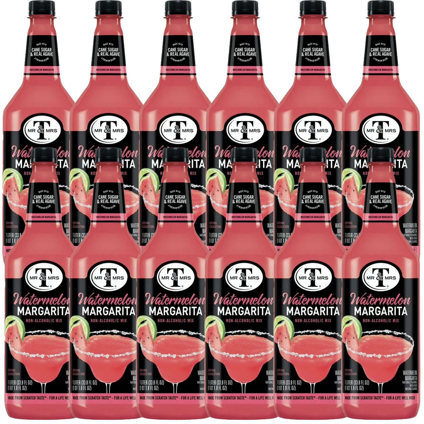 Mr & Mrs T Watermelon Margarita, 1L Bottle, – Premium Cocktail Mixer for Margaritas, Ready to Use