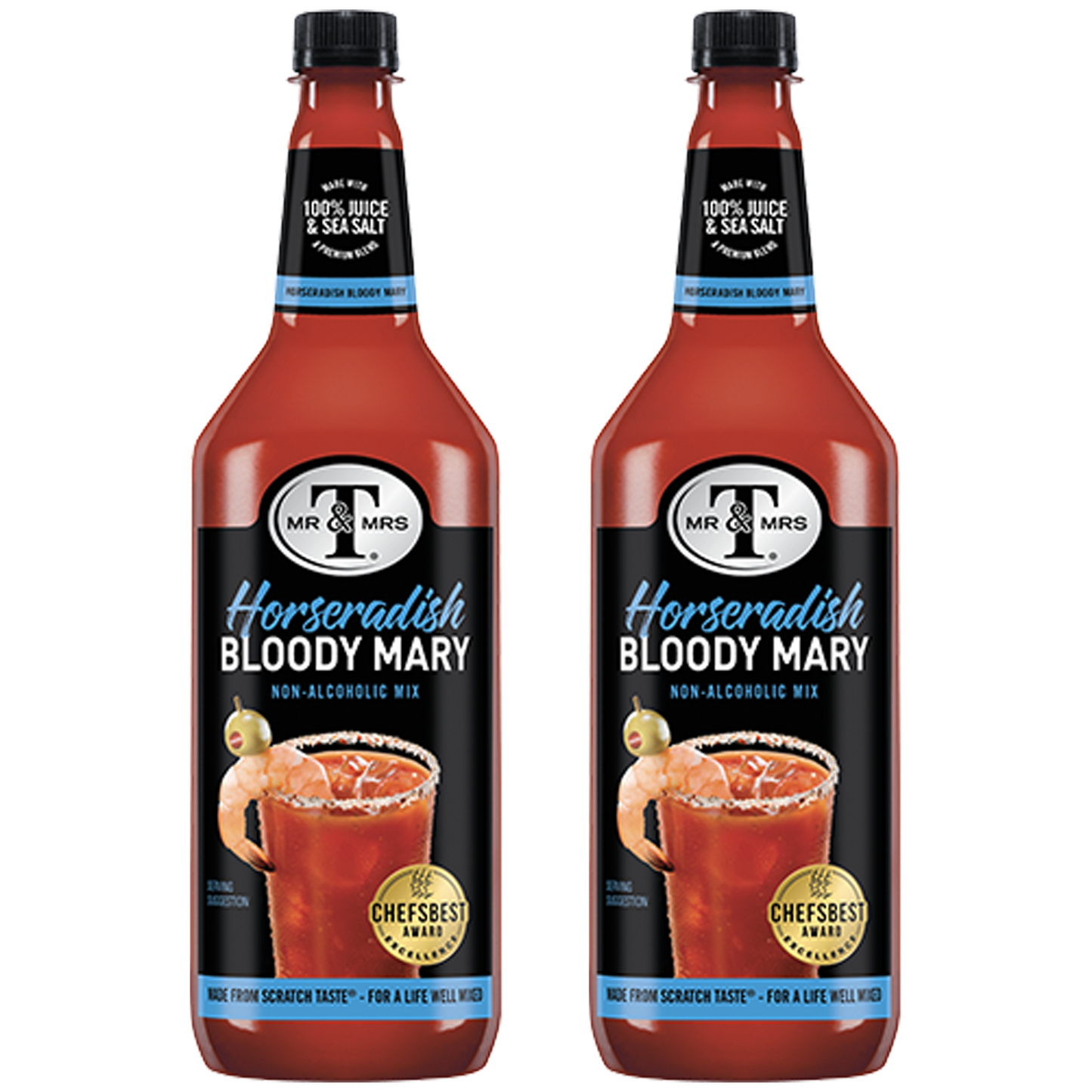 Mr & Mrs T Horseradish Bloody Mary Mix, 1L Bottle, – Premium Cocktail Mixer for Spicy Bloody Marys, Ready to Use - GoDpsMusic