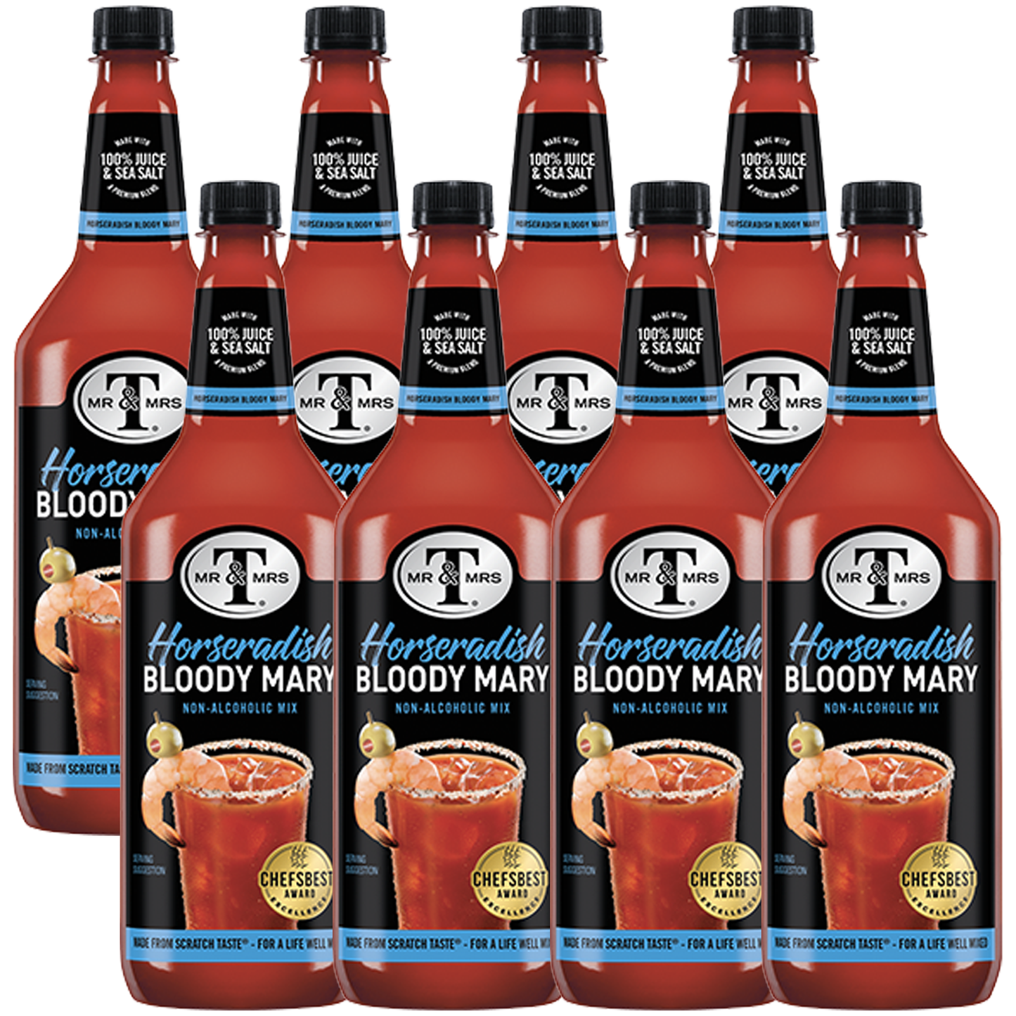Mr & Mrs T Horseradish Bloody Mary Mix, 1L Bottle, – Premium Cocktail Mixer for Spicy Bloody Marys, Ready to Use - GoDpsMusic