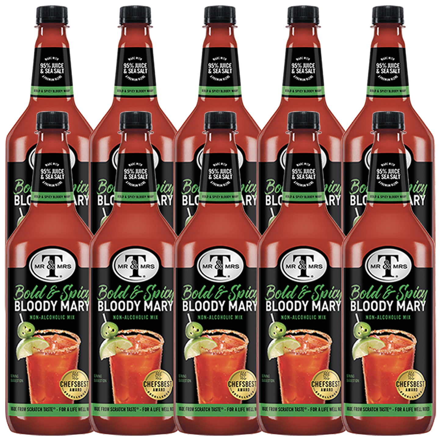 Mr & Mrs T Bold & Spicy Bloody Mary Mix, 1L Bottle, – Premium Cocktail Mixer for Spicy Bloody Marys, Ready to Use - GoDpsMusic
