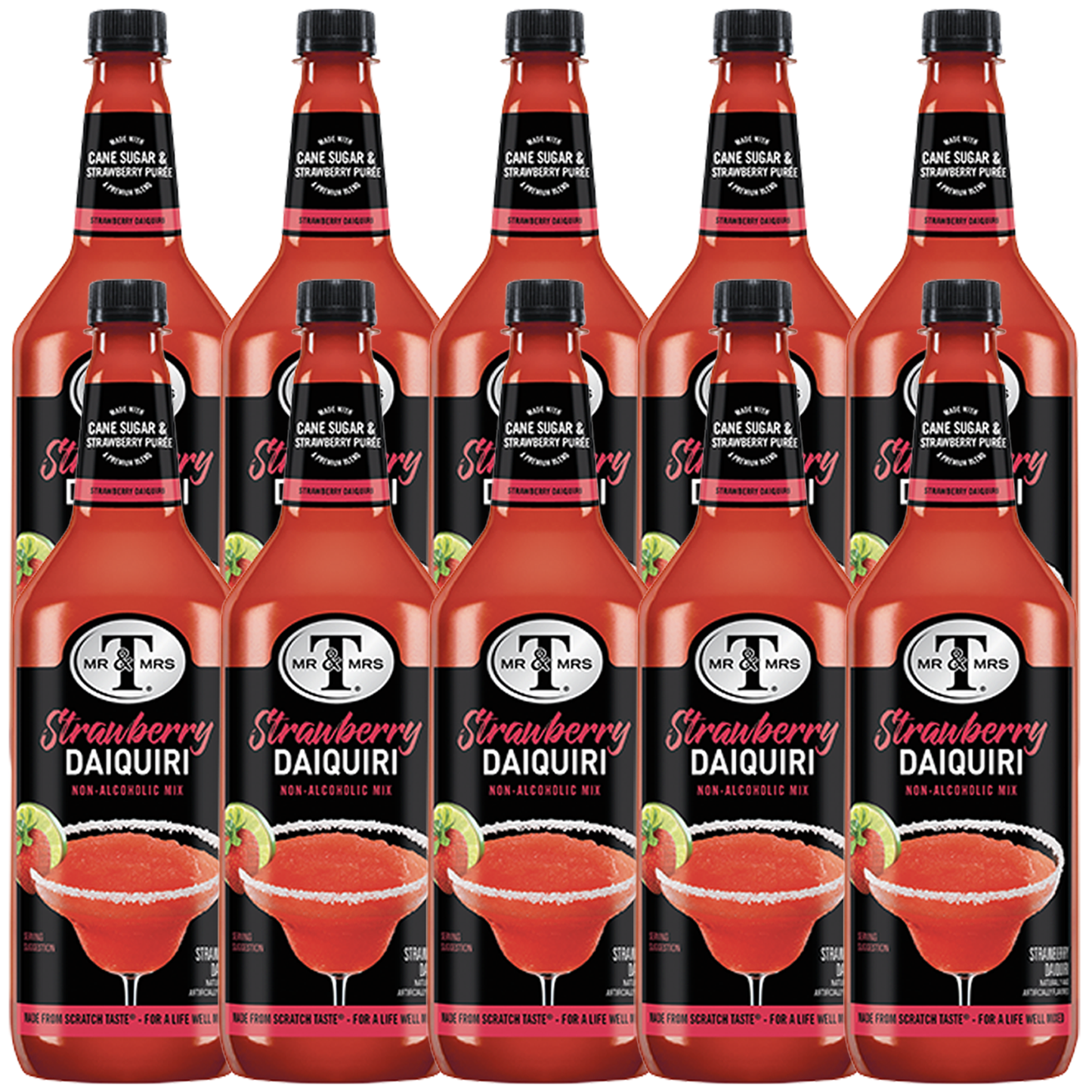 Mr & Mrs T Strawberry Mix, 1L Bottle, – Premium Cocktail Mixer for Daiquiri Mix, Ready to Use - GoDpsMusic