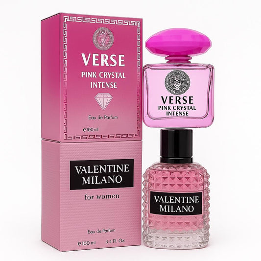 Women’s Perfume Gift Set – Verse Pink Crystal Intense + Milano Eau de Parfum (2 Pack), 3.4 fl oz Each