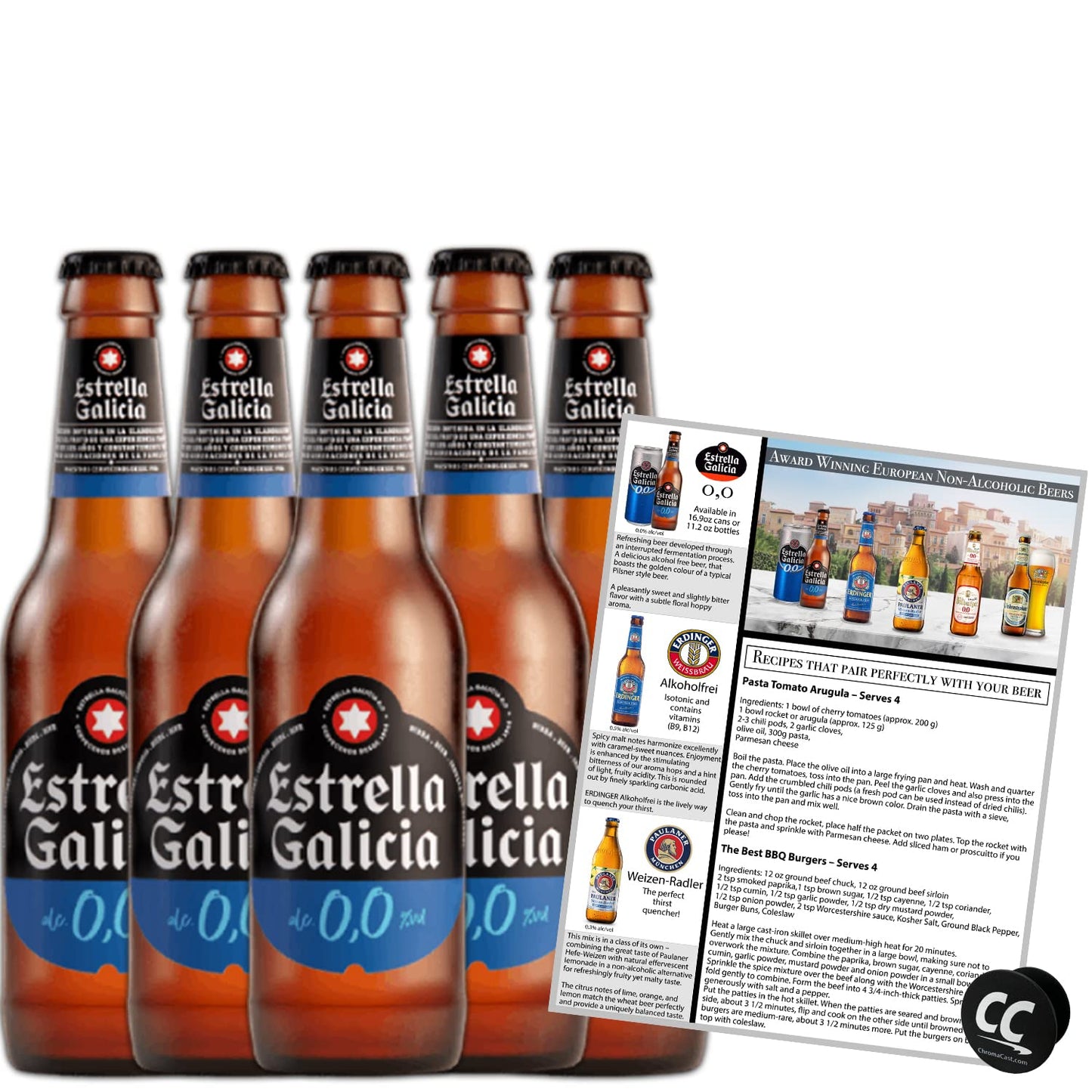 Estrella Galicia 0.0% NA Non Alcoholic Beer, Water from A Coruña -12 Fl Oz