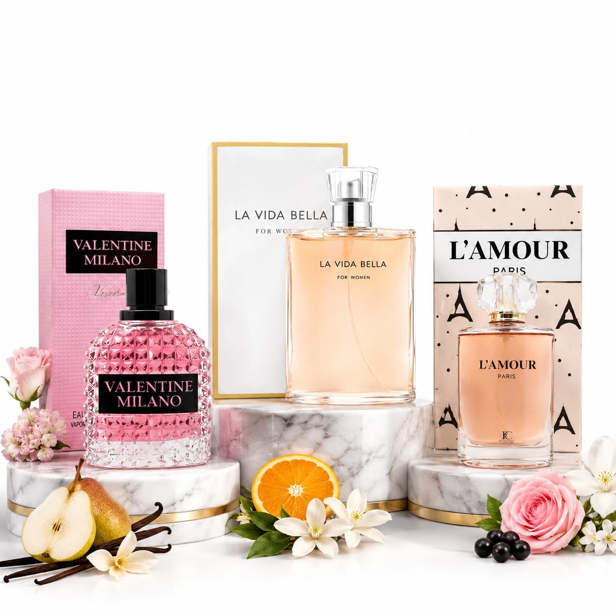 Women's Perfume Trio – Citrus Blossom, Rose Berry & Vanilla Floral Eau De Parfum Collection