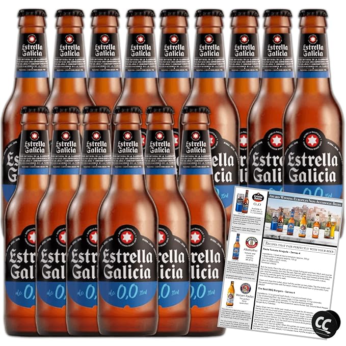 Estrella Galicia 0.0% NA Non Alcoholic Beer, Water from A Coruña -12 Fl Oz