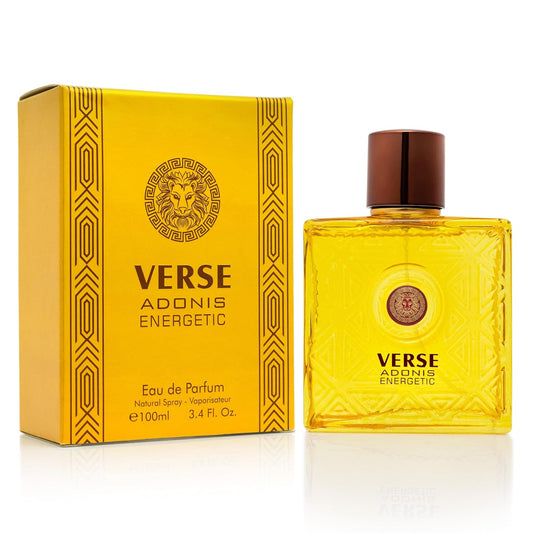 Verse Adonis Energetic for Men - Long-Lasting Fresh Fragrance, Bold & Invigorating Scent, Perfect for Day & Night Wear, Energizing & Powerful Aroma, 3.4 Fl Oz (100ml) Eau de Parfum Bottle Spray Par