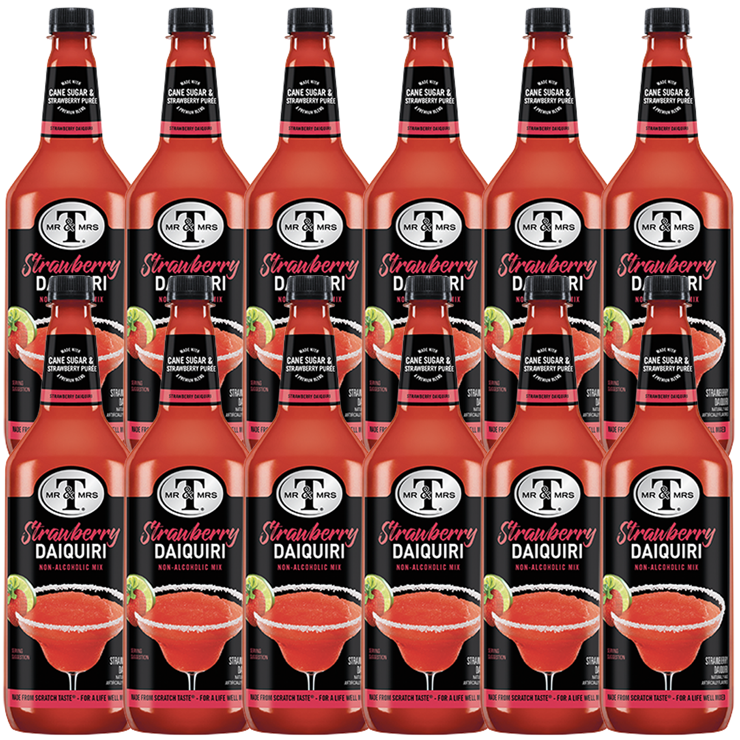 Mr & Mrs T Strawberry Mix, 1L Bottle, – Premium Cocktail Mixer for Daiquiri Mix, Ready to Use - GoDpsMusic