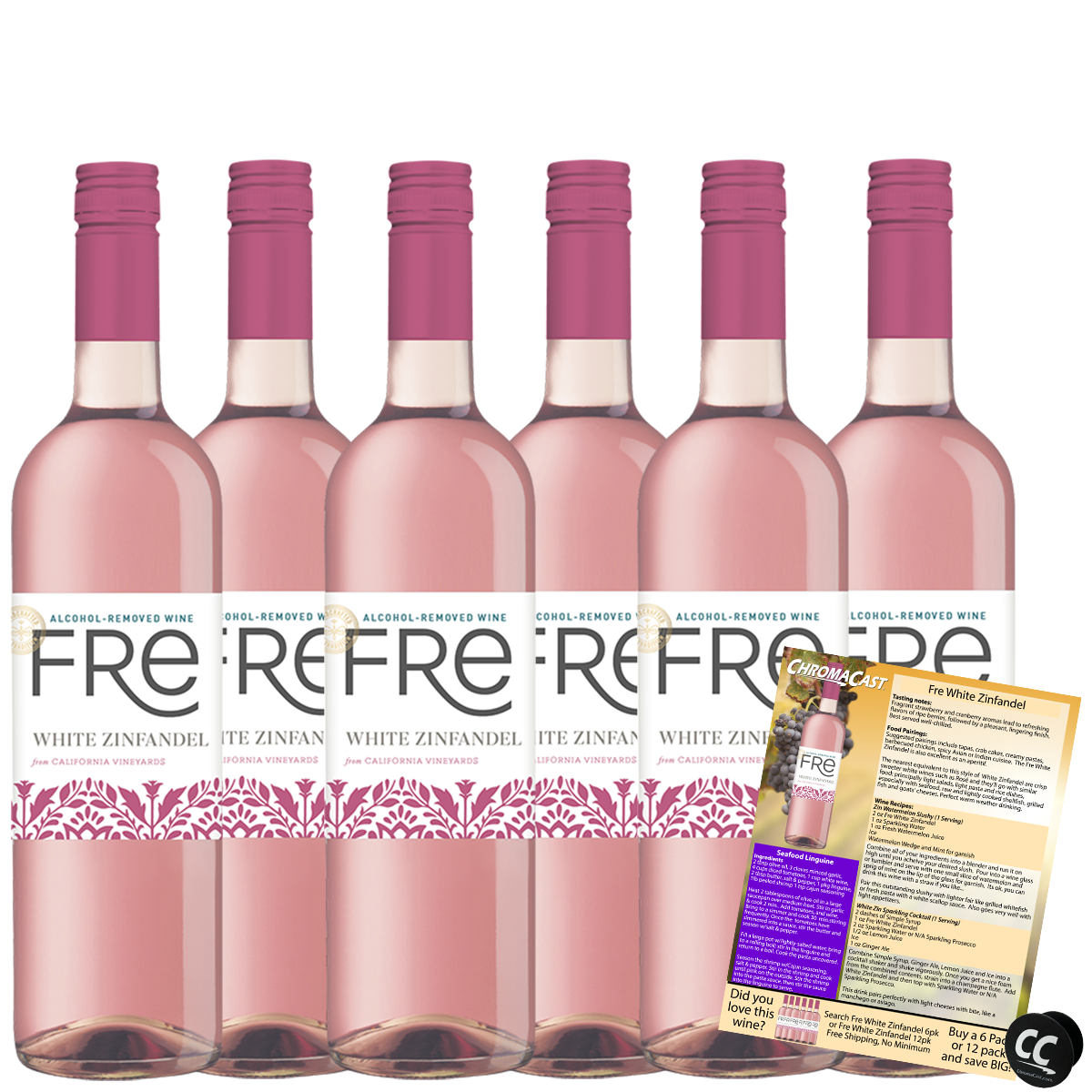 Sutter Home Fre White Zinfindel Non-Alcoholic Wine Experience Bundle with ChromaCast Pop Socket, Seasonal Wine Pairings & Recipes, 750ML Kit - GoDpsMusic