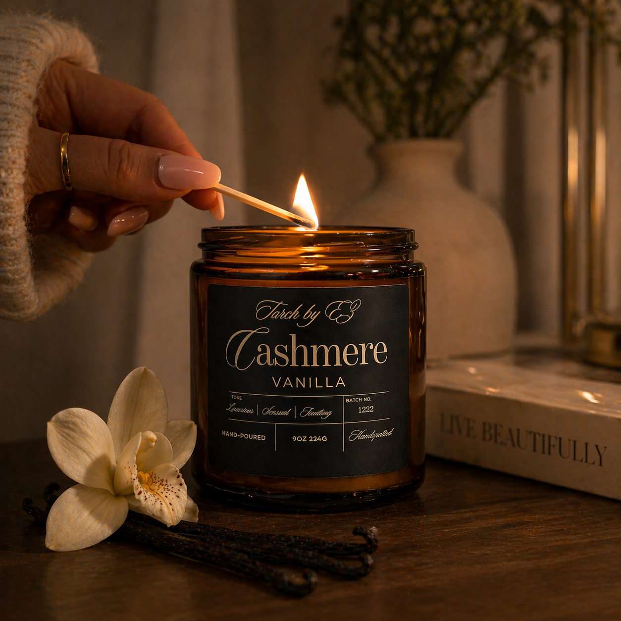 Torch by EZ Cashmere Vanilla Coconut Wax Candle – 9oz