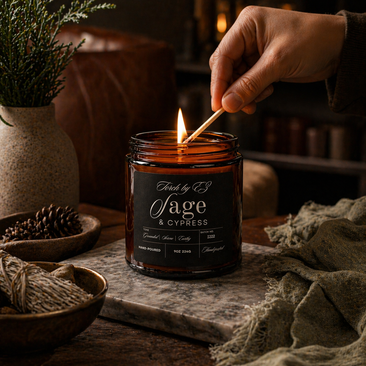 Torch by EZ Sage & Cypress | Coconut Apricot Wax Blend – 9oz