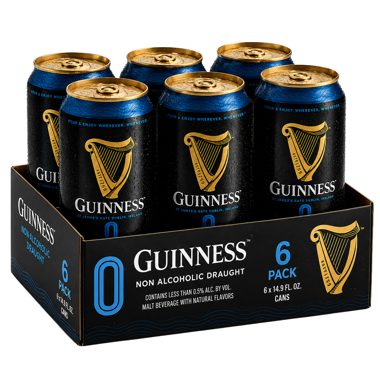 Guinness 0 Zero Non-Alcoholic Draught Stout Beer | 14.9oz Cans |