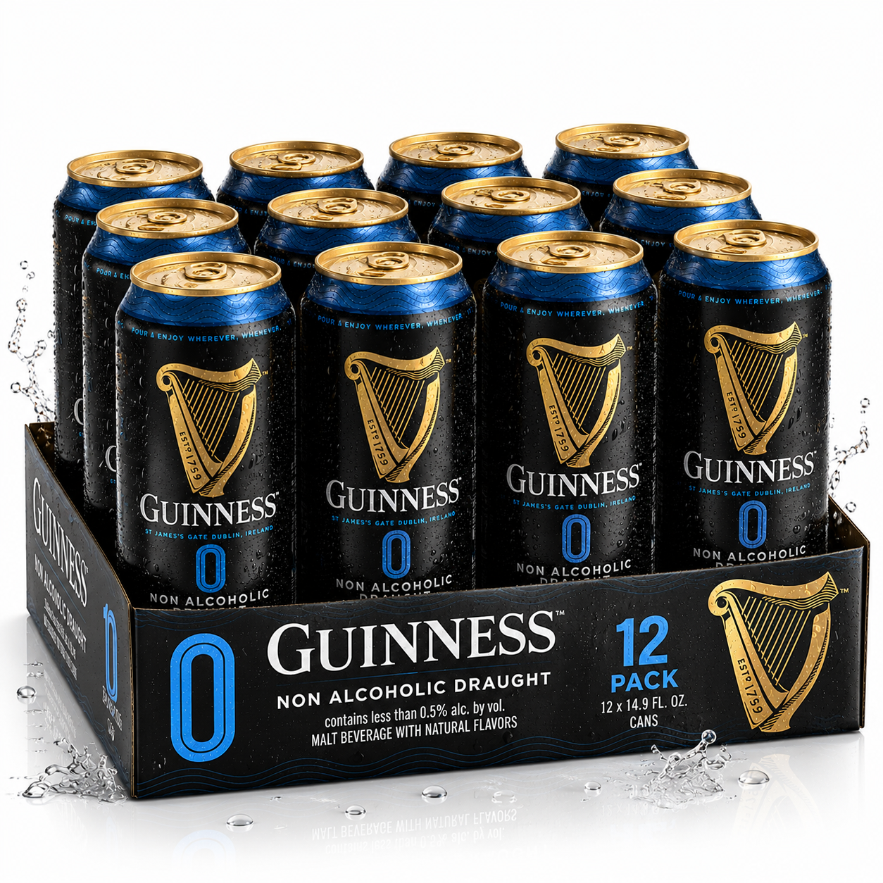 Guinness 0 Zero Non-Alcoholic Draught Stout Beer | 14.9oz Cans |