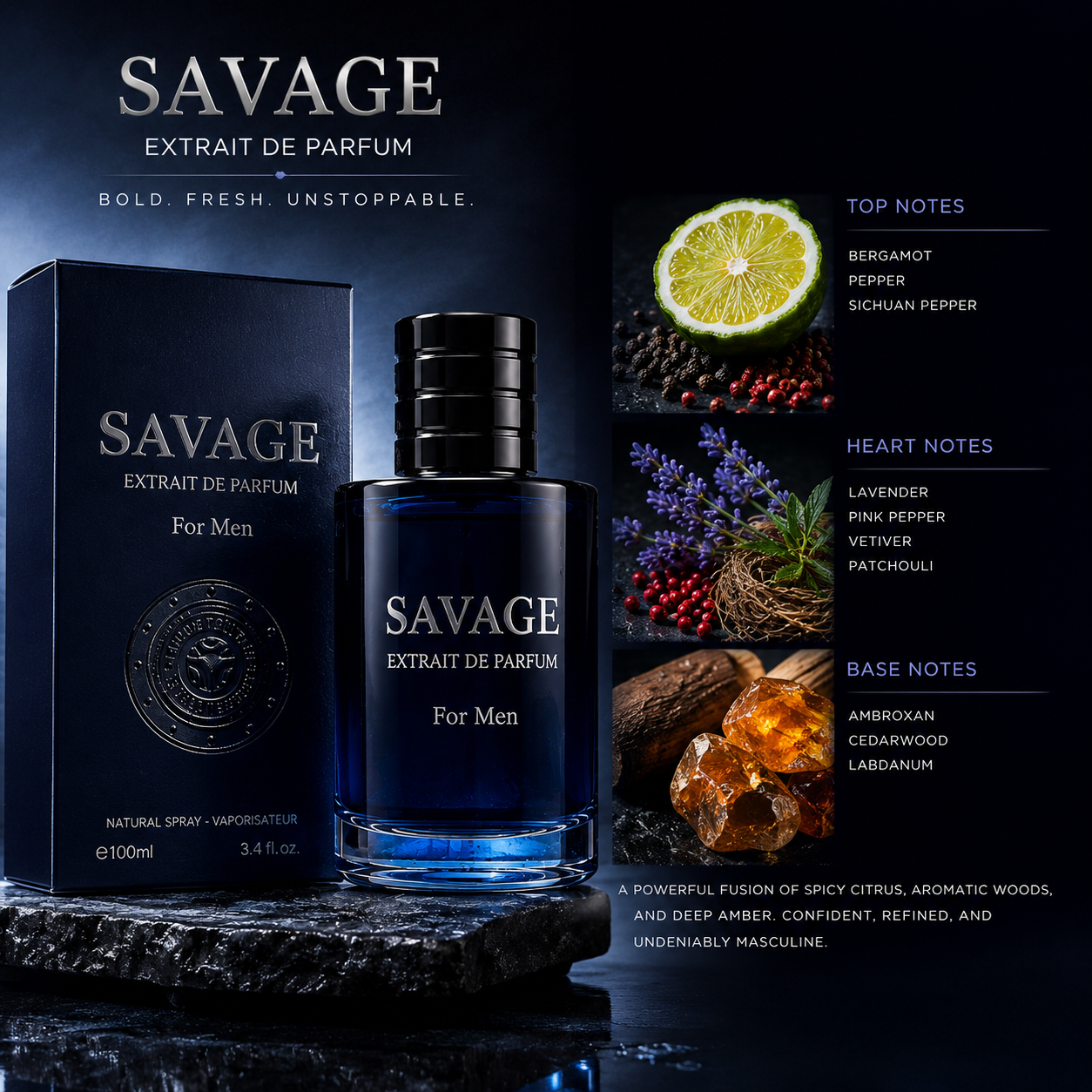 Midnight Aura Collection Men’s Cologne Gift Set – 4 Pieces