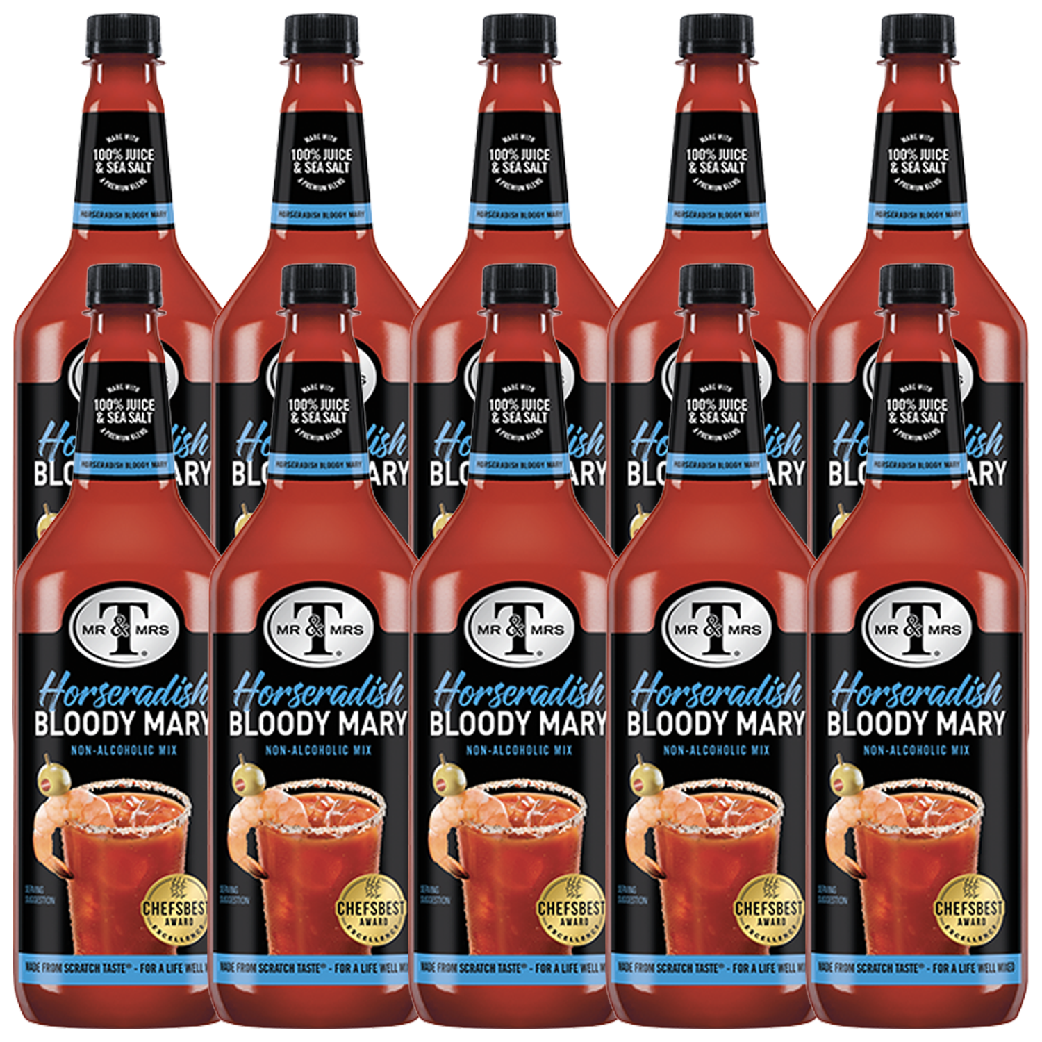 Mr & Mrs T Horseradish Bloody Mary Mix, 1L Bottle, – Premium Cocktail Mixer for Spicy Bloody Marys, Ready to Use - GoDpsMusic