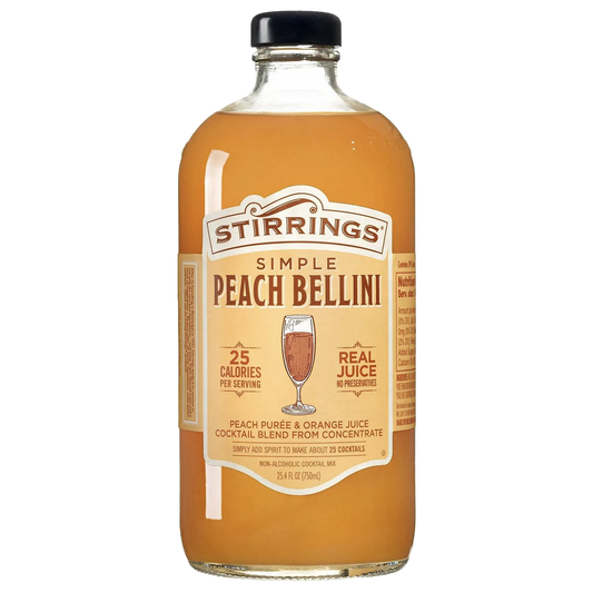 Stirrings Peach Bellini Mix 750ml Bottles - Real Juice No Preservatives - 90 Calories - Drink Mixer - GoDpsMusic