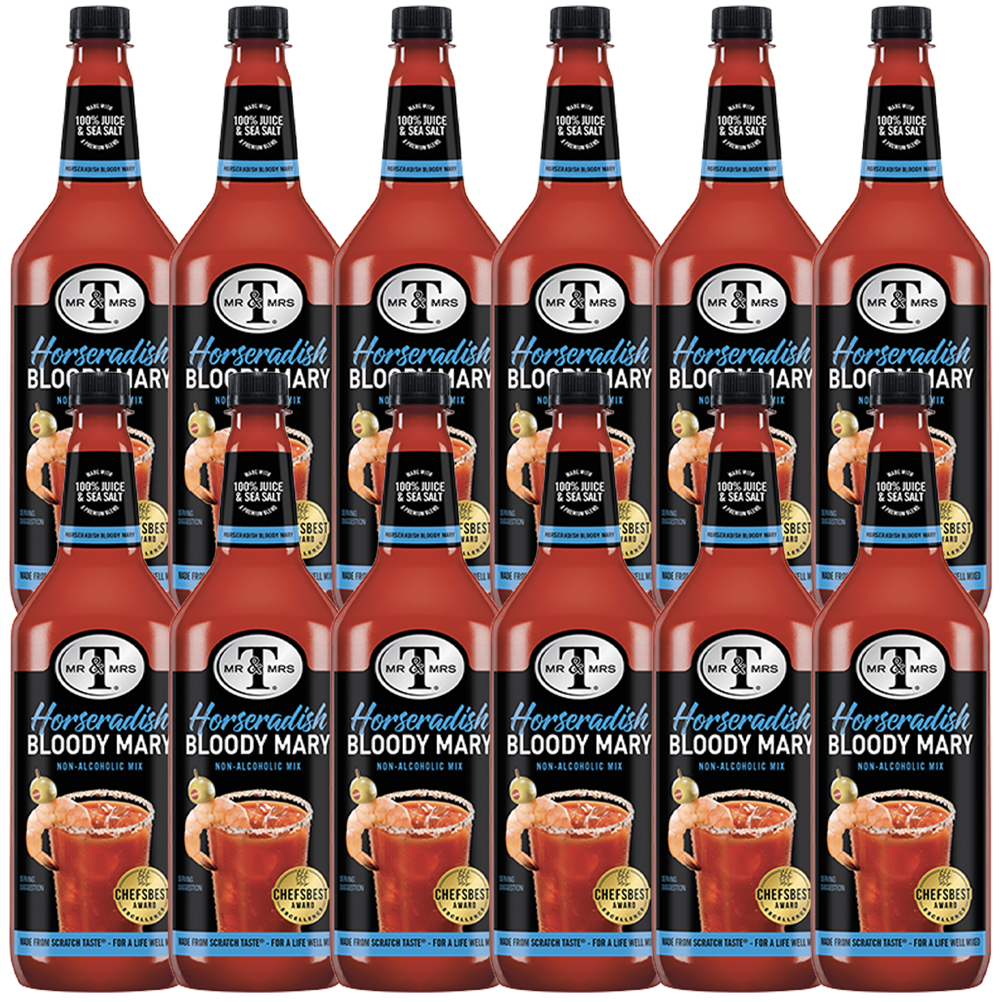 Mr & Mrs T Horseradish Bloody Mary Mix, 1L Bottle, – Premium Cocktail Mixer for Spicy Bloody Marys, Ready to Use - GoDpsMusic