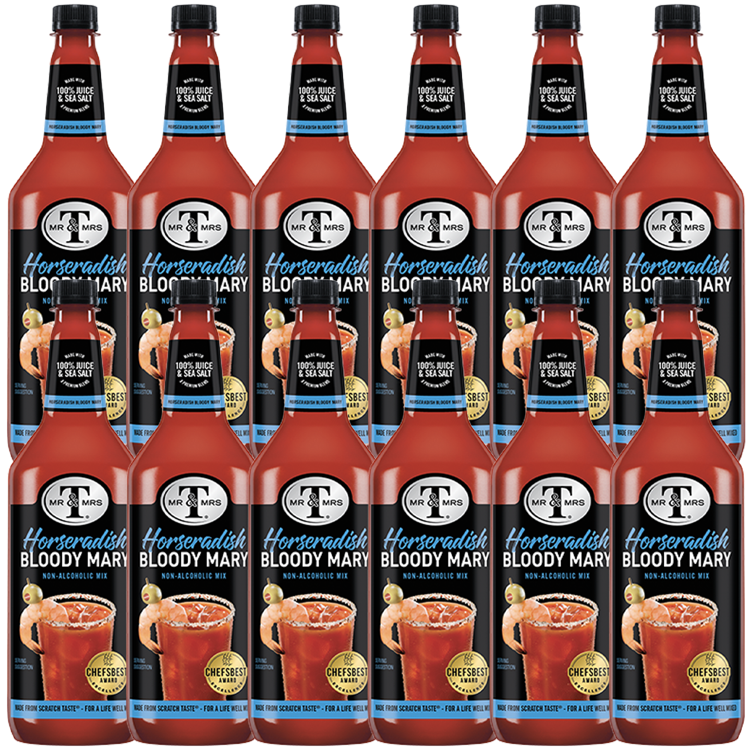 Mr & Mrs T Horseradish Bloody Mary Mix, 1L Bottle, – Premium Cocktail Mixer for Spicy Bloody Marys, Ready to Use - GoDpsMusic