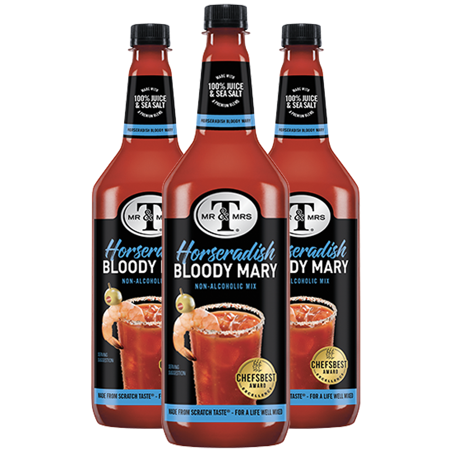 Mr & Mrs T Horseradish Bloody Mary Mix, 1L Bottle, – Premium Cocktail Mixer for Spicy Bloody Marys, Ready to Use - GoDpsMusic