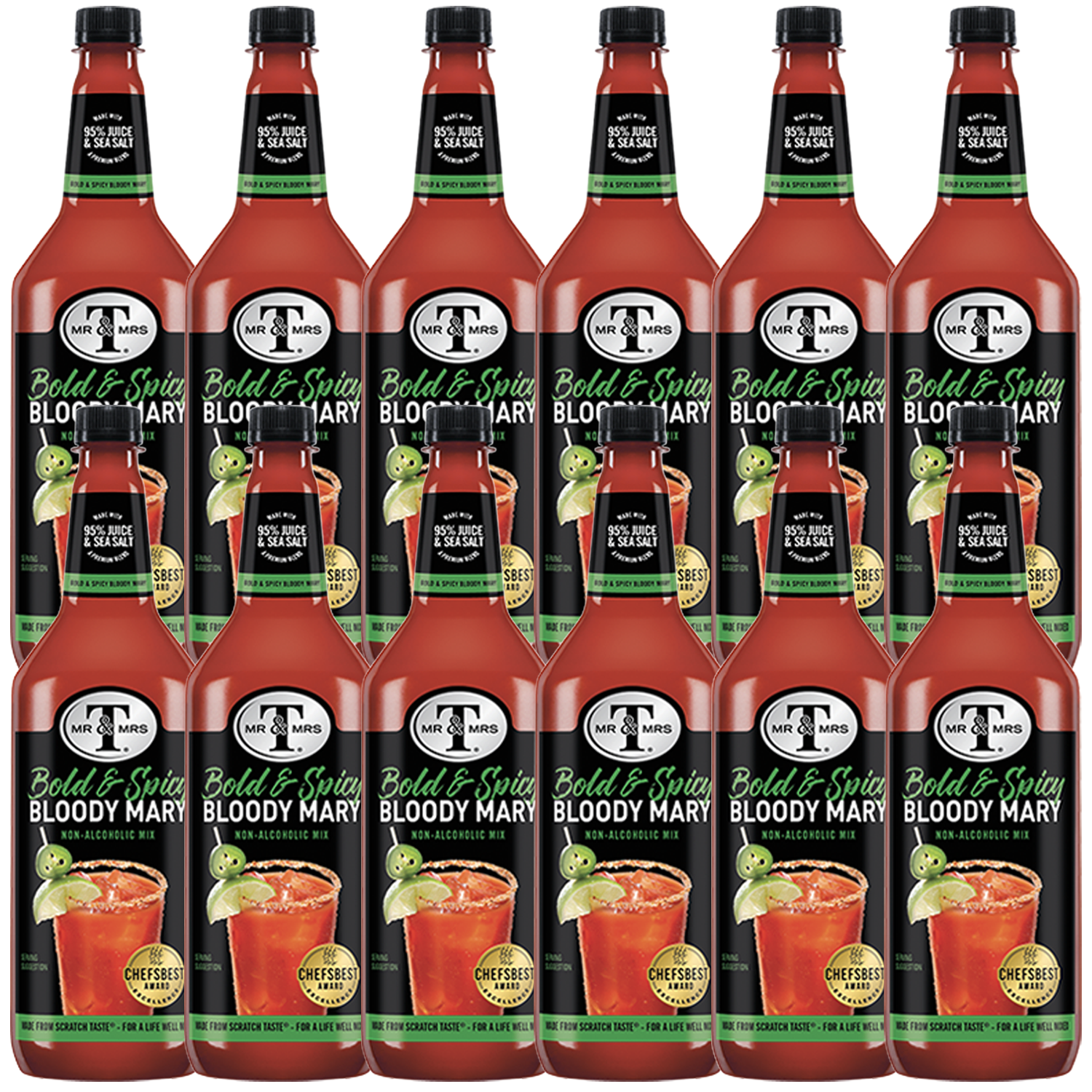 Mr & Mrs T Bold & Spicy Bloody Mary Mix, 1L Bottle, – Premium Cocktail Mixer for Spicy Bloody Marys, Ready to Use - GoDpsMusic