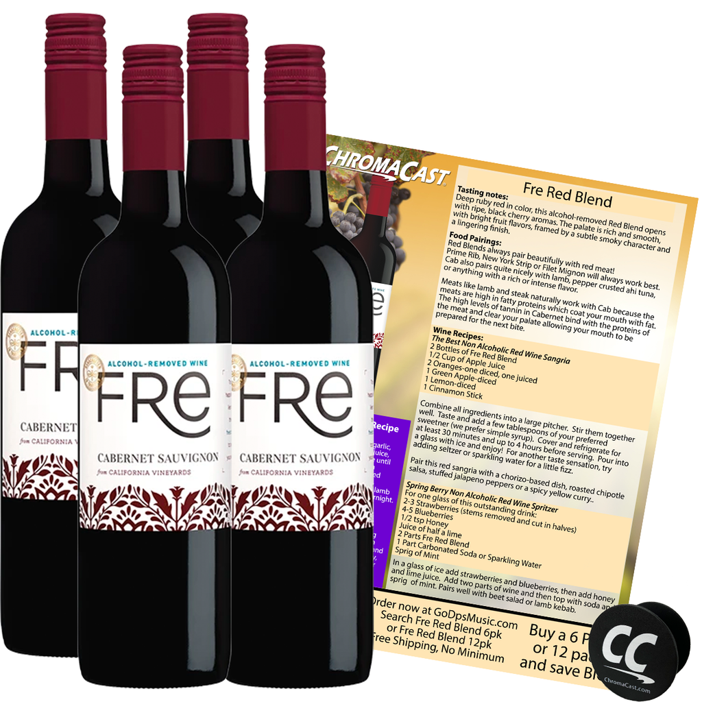 Sutter Home Fre Cabernet Non-Alcoholic Red Wine, Experience Bundle with ChromaCast Pop Socket, Seasonal Wine Pairings & Recipes, 750ML - GoDpsMusic